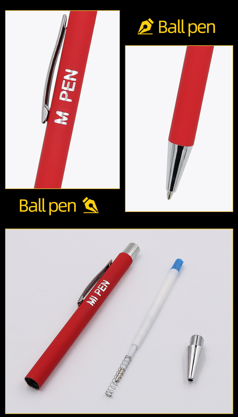 Classy Soft Coating Metal Ball Pen 1.0mm Tip Clip Ballpoint Pen Customized Logo