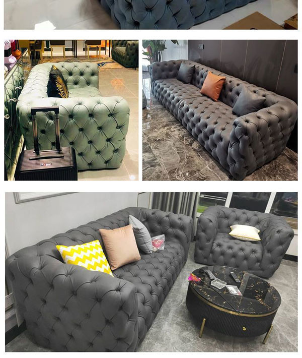 Velvet Cloth Living Room Sofa Chair Modern American Full Pull Button