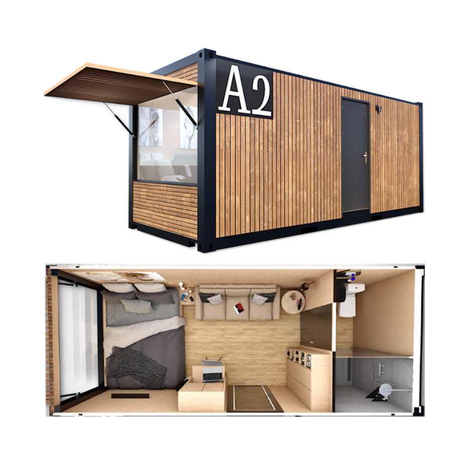 20ft Prefabricated Wooden House Steel Frame Tiny Home for Forest Residential Container Mobile Prefabricated Houses Sale