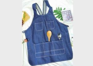 Quality Skin Friendly Kitchen Cooking Apron , Breathable Washable Denim Chef Apron wholesale