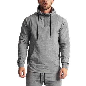 Quality Wholesale Cotton Spandex Long Sleeve Workout Pullover Hoodie Sweatshirts for Men wholesale