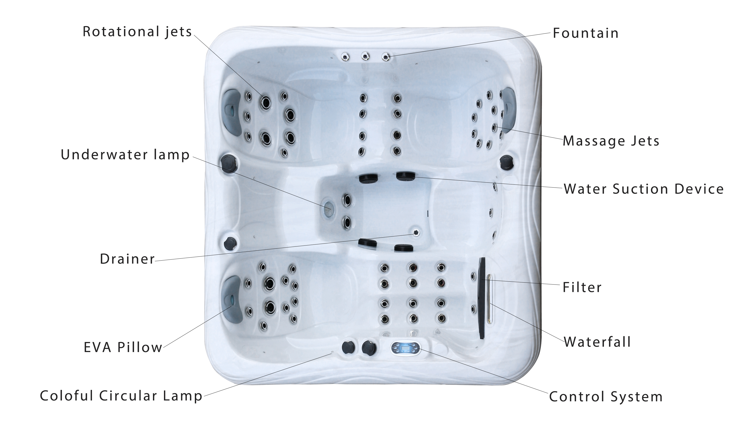 Acrylic Outdoor Hot Tubs Air Jets Whirlpool Massage Spas Bathtub