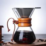 Stocked Classic Series 1-3 Cup Wood Neck Pour-Over Maker 6-Cup Natural Coffee