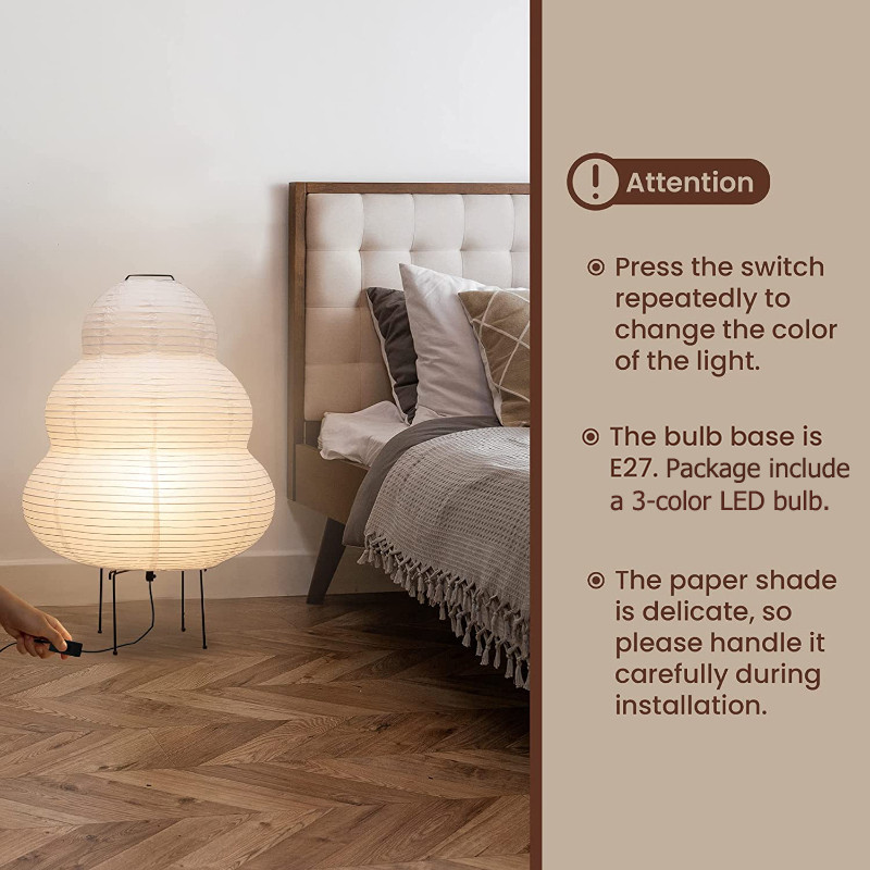 Noguchi Rice Paper Table lights Japanese Paper Lantern Standing Table Lamp Eye-Protection Bedside Lamp（WH-MTB-251)