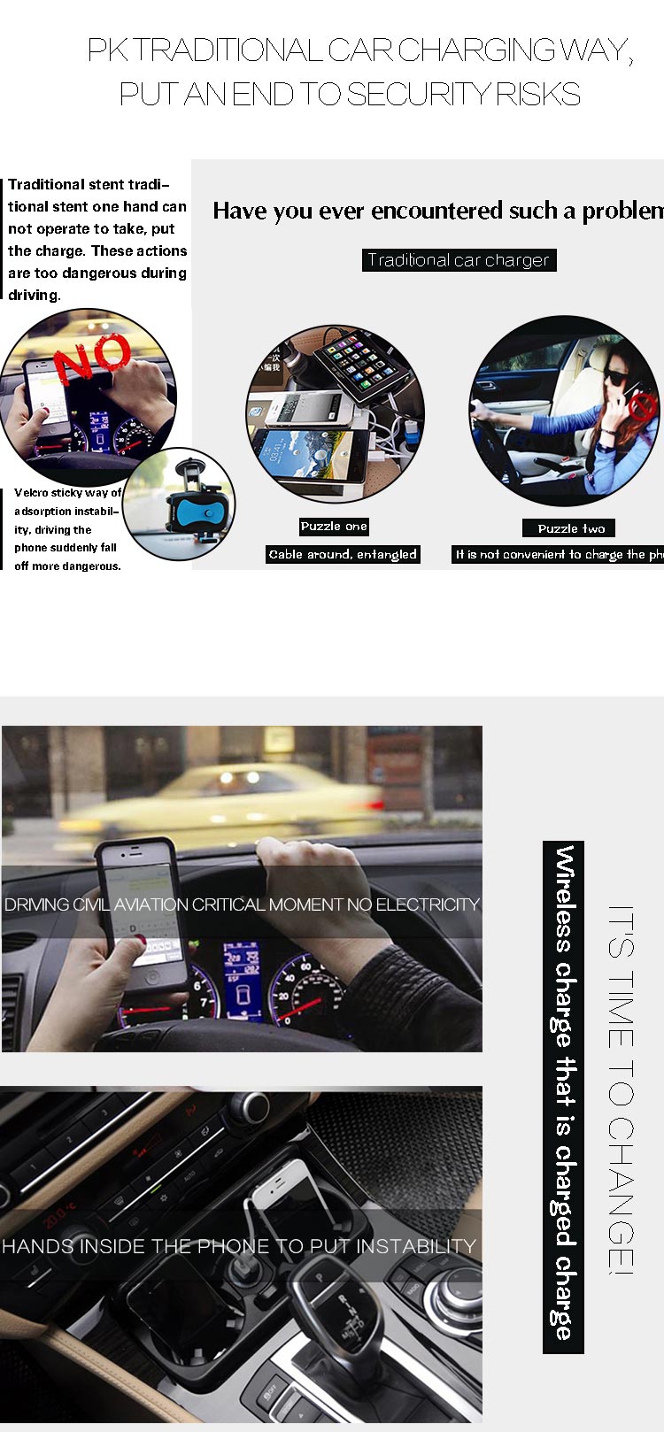 Wireless Mobile Phone 4cm 7.5W Micro Usb Car Mount