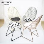 Steel Metal Frame Dining Chair With Gold Legs Outdoor Leisure Seating 55x58x93
