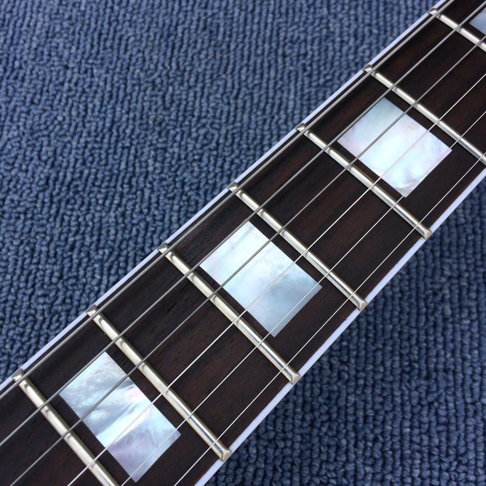 High quality hollow body jazz electric guitar,The White Guitar, the real abalone mother inlaid with the finger plate