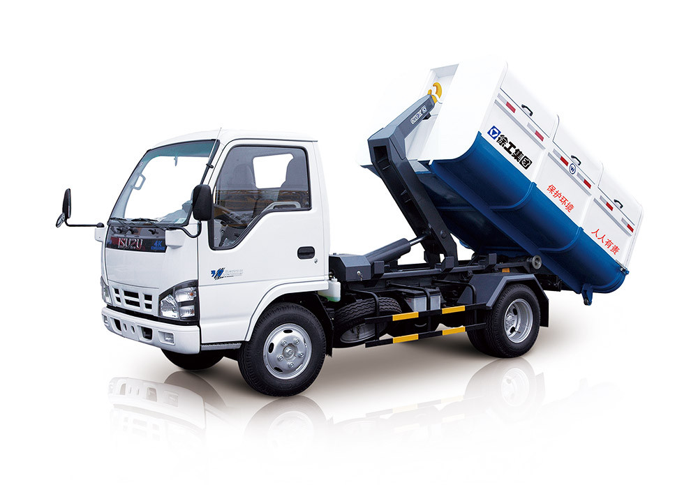 White Garbage Compactor Truck lifting capacity 1000kg , hooking time ≤30s