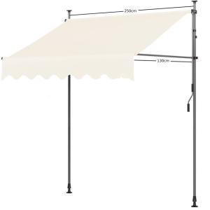 Quality Clamp Awning, 2.5x1.3 CM, Beige, Sun Protection, Height From 200cm-300cm, Polyester wholesale
