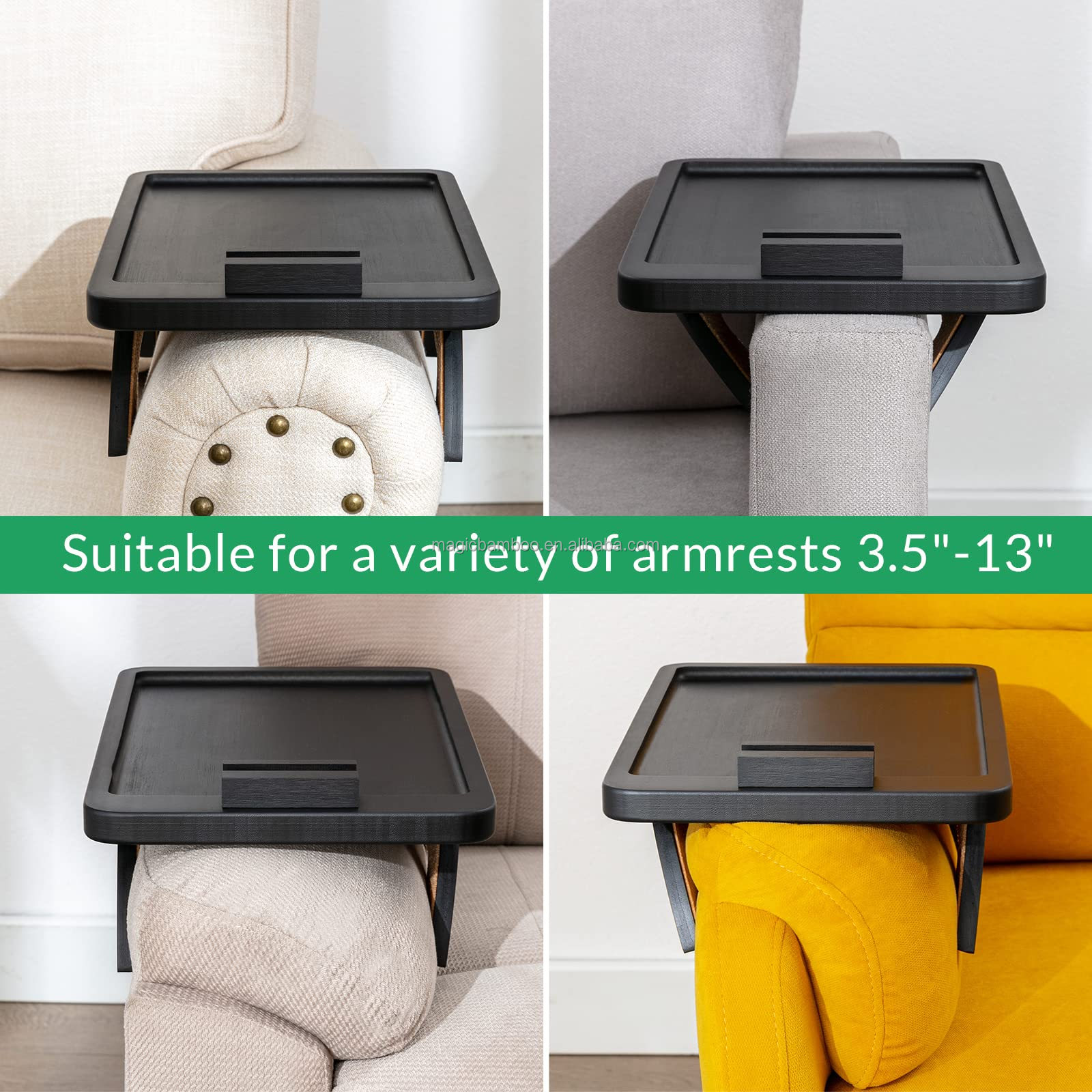 Rotating Holder Foldable Couch Tray for Wide Arm Sofas Rectangle 38.87 X 24.9 X 4.32CM