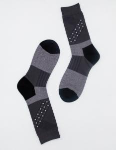 Quality Snngging Resistance Elastane Cotton Dress Socks With Grey / Black Stripes wholesale