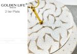 Modern Pattern Ceramic Fruit Plates Cake Banquet Pastry Tray Gold Color Metal