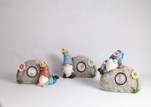 Quality Unique Solar Magnesium Oxide Garden Statue Handmade Lifelike Gnome Stone wholesale