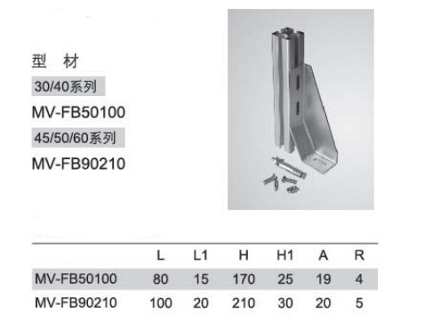 MV-FB90210 Foundation Bracket Aluminium Profile Accessories