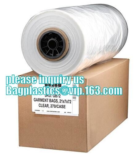 commercial clear pe ldpe poly hotel laundry roll up suit garment packaging dry cleaning cover plastic polythene bag for