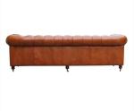 Tan Faux Leather Chesterfield Sofa With Wood Legs