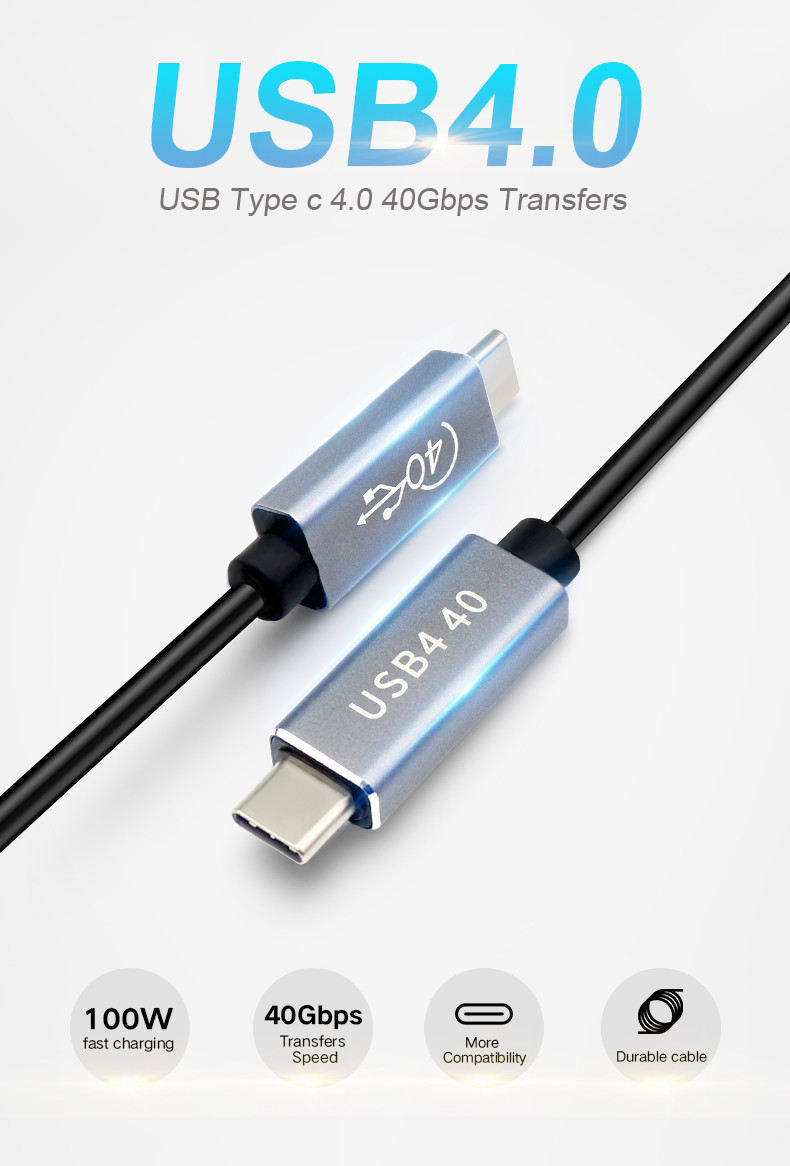 8k 60HZ 100W USB 4.0 Cable 40Gbps Compatible With USB 3.1 3.2