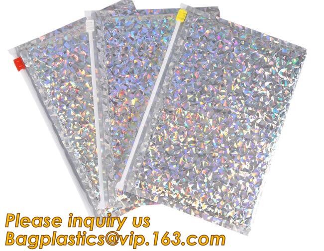 Cosmetic Pink Slider Padded Bag/Silver k Bag With Bubble,Padded Envelopes Cheap Aluminium Foil k Holographic