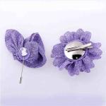 Non Woven Purple Handmade Flower Brooch Delicate With Boutonniere Pin