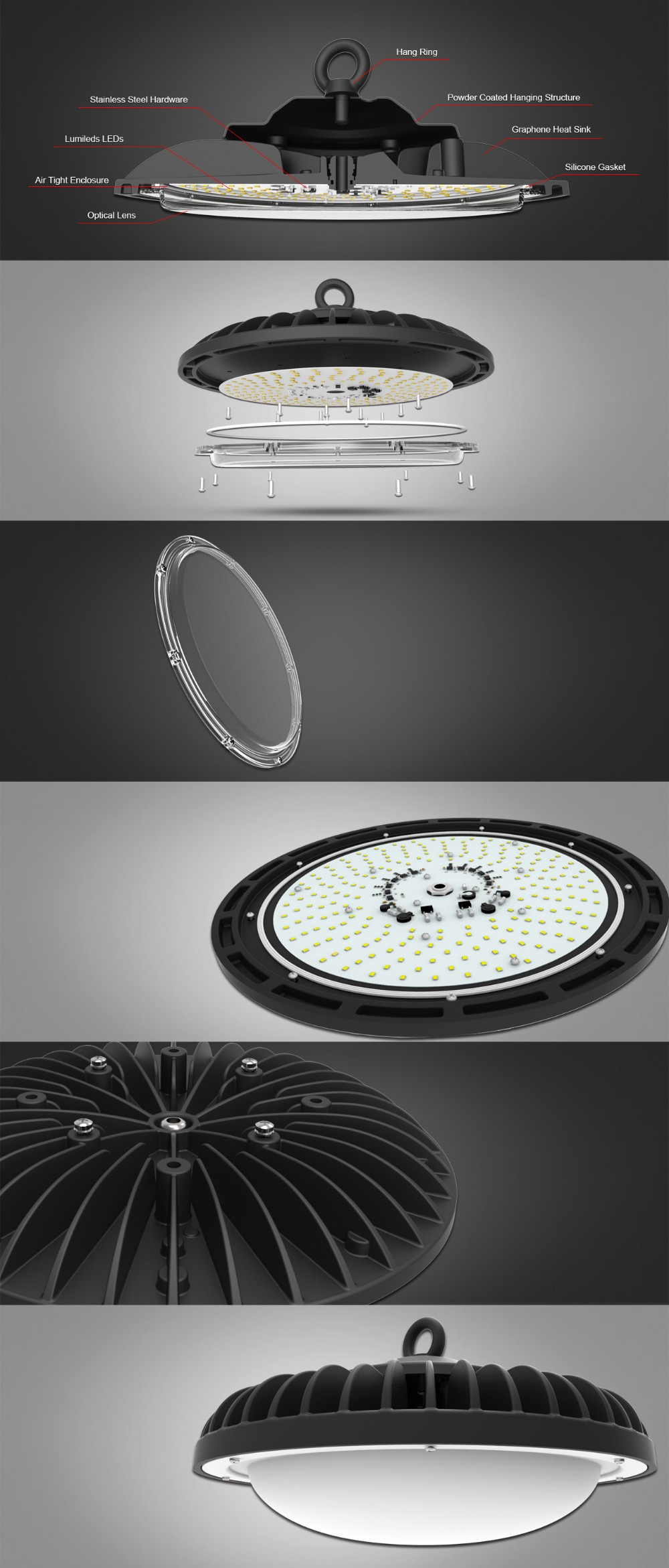 UFO shape Indoor factory warehouse use 100W 16000lm LED High Bay Light Fixtures For Warehouse