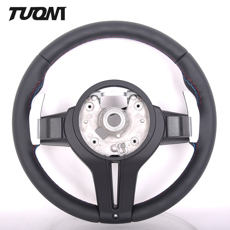 Round Black Full Leather Bmw Car Steering Wheel F10 F30 M3 M4 M5 M6
