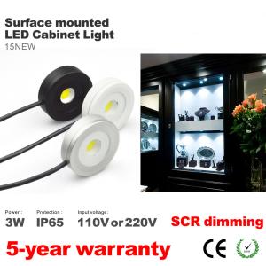 Quality Surface install Led Cabinet Spotlight super thin round waterproof 3W Showcase lighting wholesale