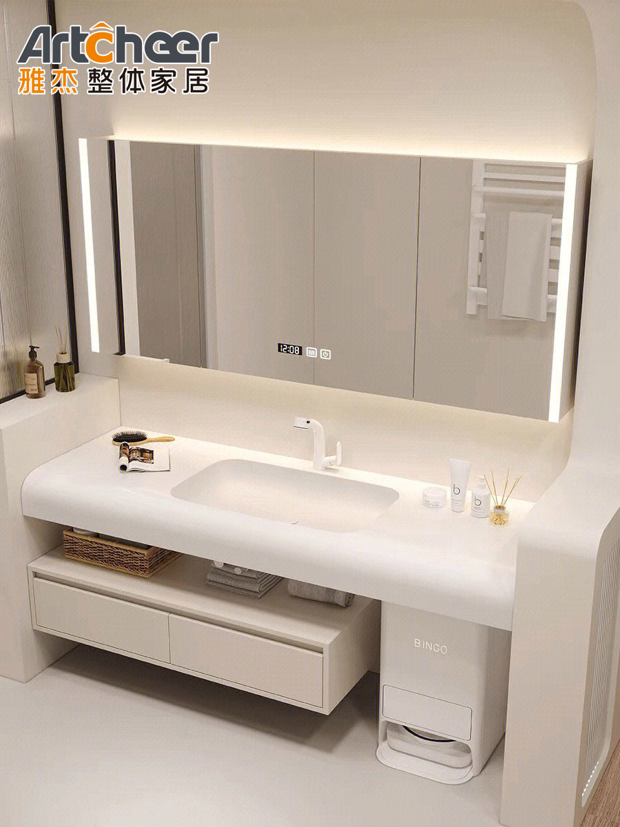 Stylish Solid Wood Bathroom Vanity with Drawer Storage and Durable Carrara Marble Top