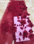Supoo bridal netting fabric red wedding lace 3D flower embroidery designs for