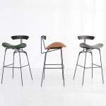 Tall Modern Leather Industrial Bar Stools Metal With Wood Backs