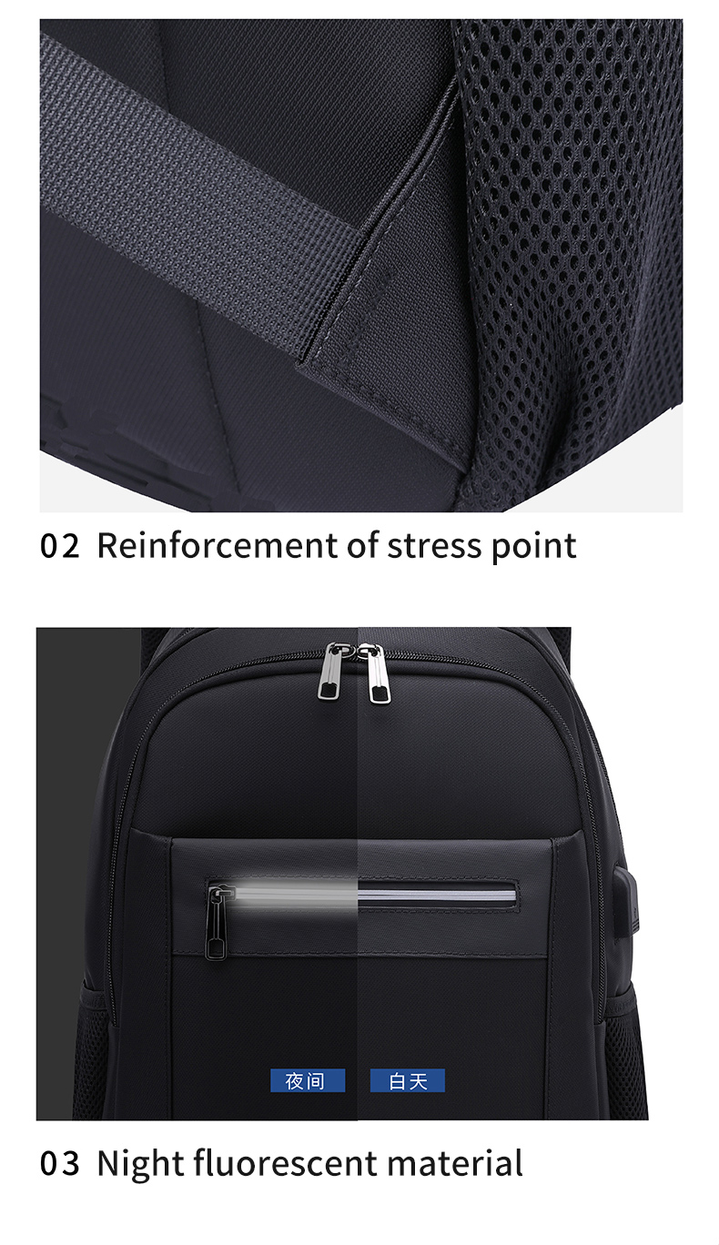 Factory direct sales custom logo durable with USB Travel School Bag Laptop business backpack