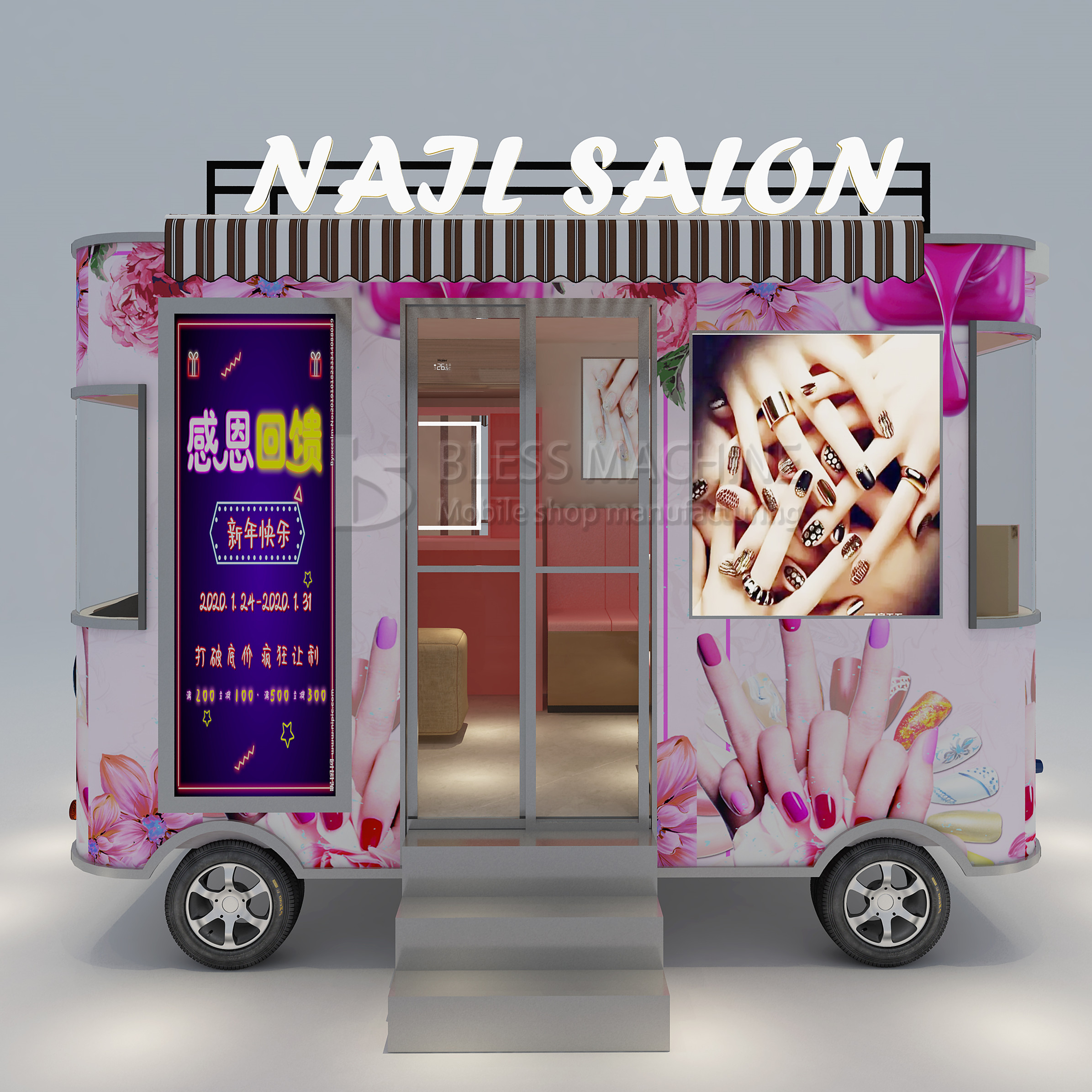Beverage Coffee Van for Flour Mill Application Design Electric Tricycle Ape Food Truck