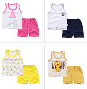 Quality Sleeveless Cute Baby Boy Summer Clothes Random Combination Multiple Patterns wholesale