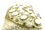 Diamond Beige Clutch Evening Bag , Women Evening Handbag Inlaid Pearl ODM