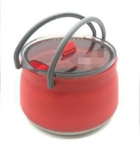 Quality 1.0L SS Bottom Silicone Collapsible Cooking Pot For Camping wholesale