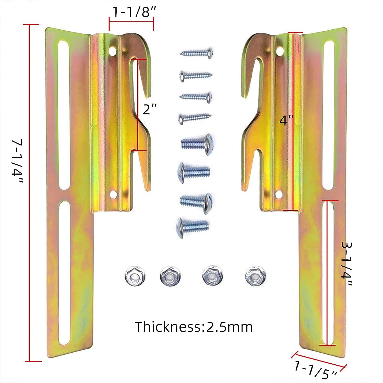 Hook on Bed Frame Brackets Customized Size Headboard Hook Set for Brass Bed Rails