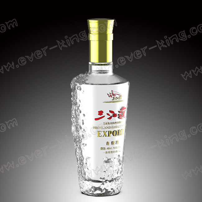 Custom Frosted Vodka Glass Bottles Electroplating 250ml 750ml