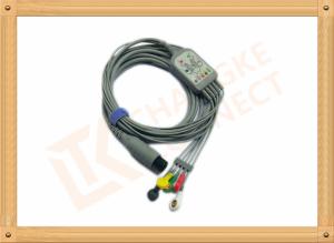 Quality 6 Pin One Piece Reusable ECG Patient Cable 5 Lead Defib , PVC Insulation wholesale
