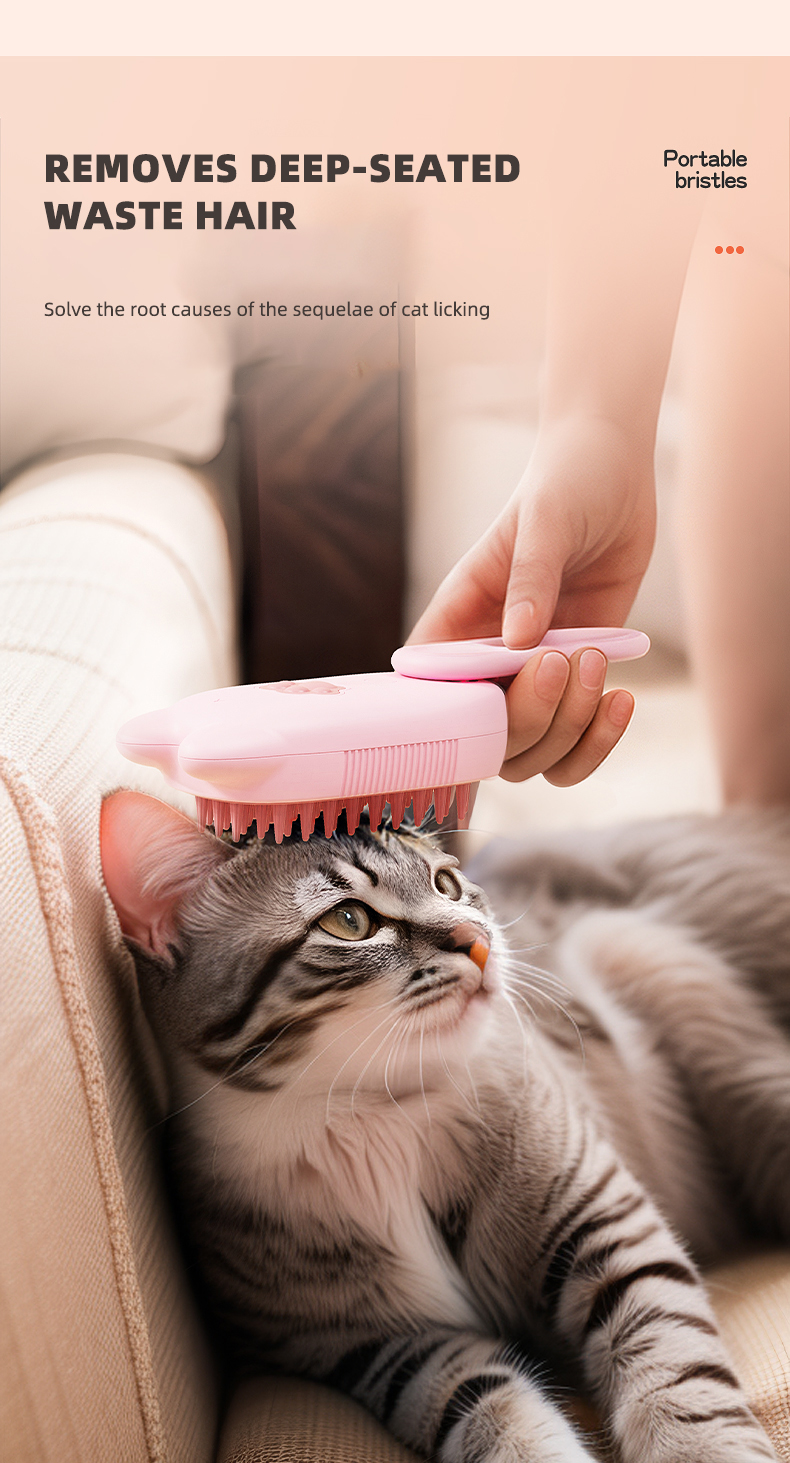 Pet Grooming Brush Cats Long Handle Electric USB Water Spray Steam Comb Dog Hair Cleaner