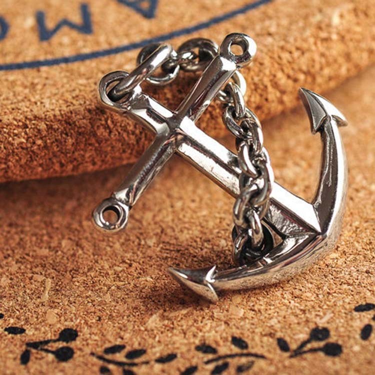 Sterling Silver Maritime Anchor Amulet Pendant with 925 Silver Wheat Chain Necklace(N6030806)