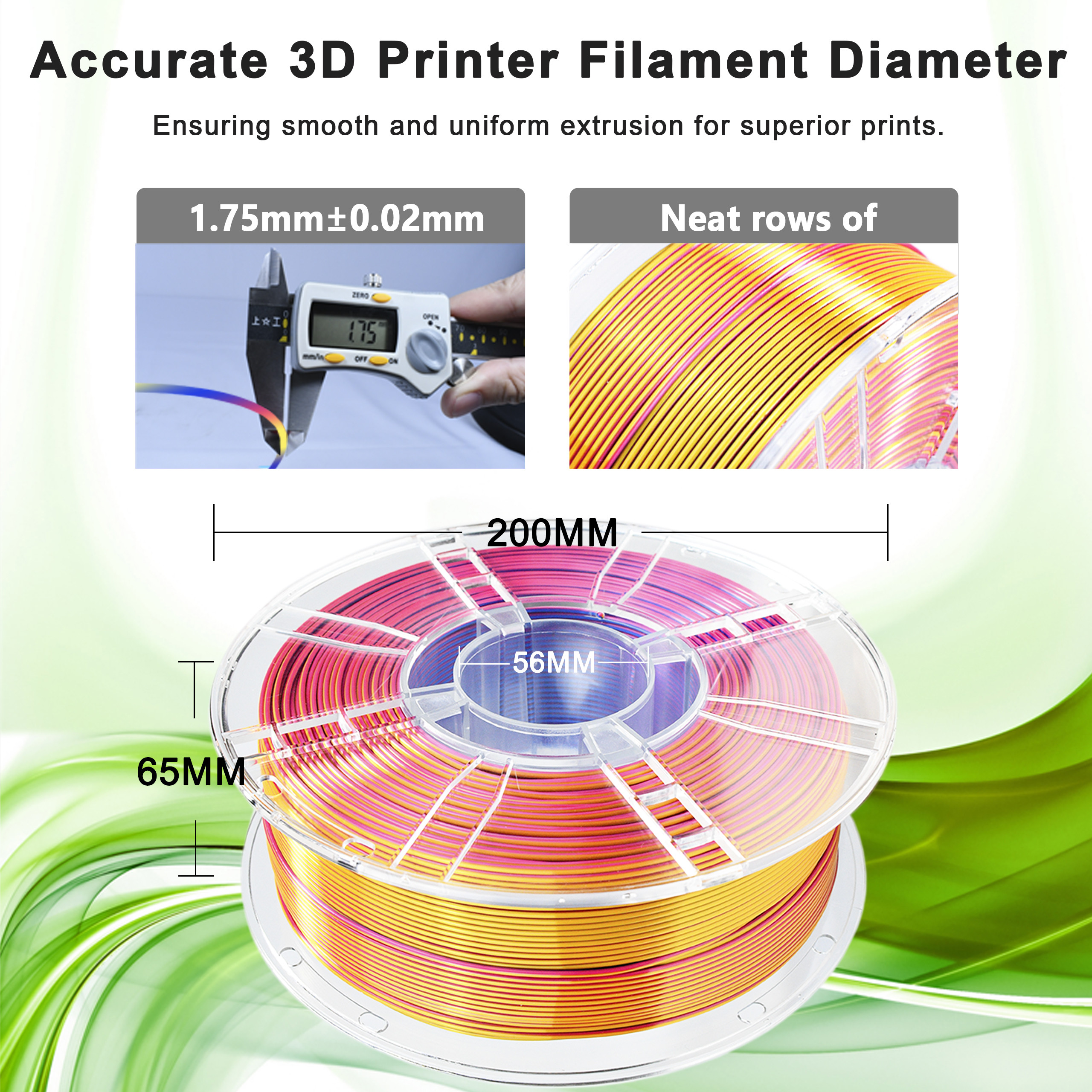 Silk Tri-color Red Blue Gold PLA Filament 1. 75mm 1kg 3D Printing Filament
