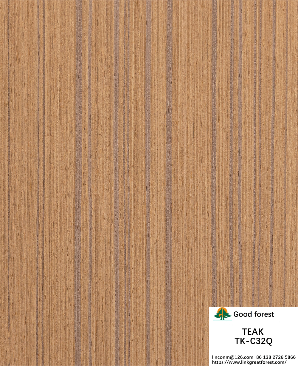 Quarter Cut Of Engineered Teak Veneer 2500*640mm Normal Size Straight Grain For Hotel Decoration