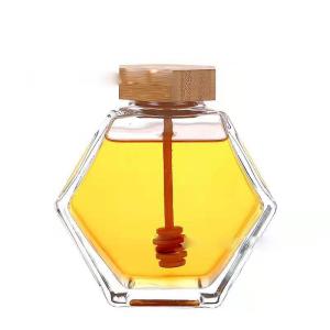 Quality 250ml Clear Food Glass Jar Bamboo Lid For Holding Honey Storage wholesale