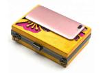 Gold Color Wooden Evening Clutch Bags / Handbag For Women With Flower