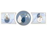 Waterproof Canvas Crystal Porcelain Painting 3 Pieces Fortune Tree Elk For Home