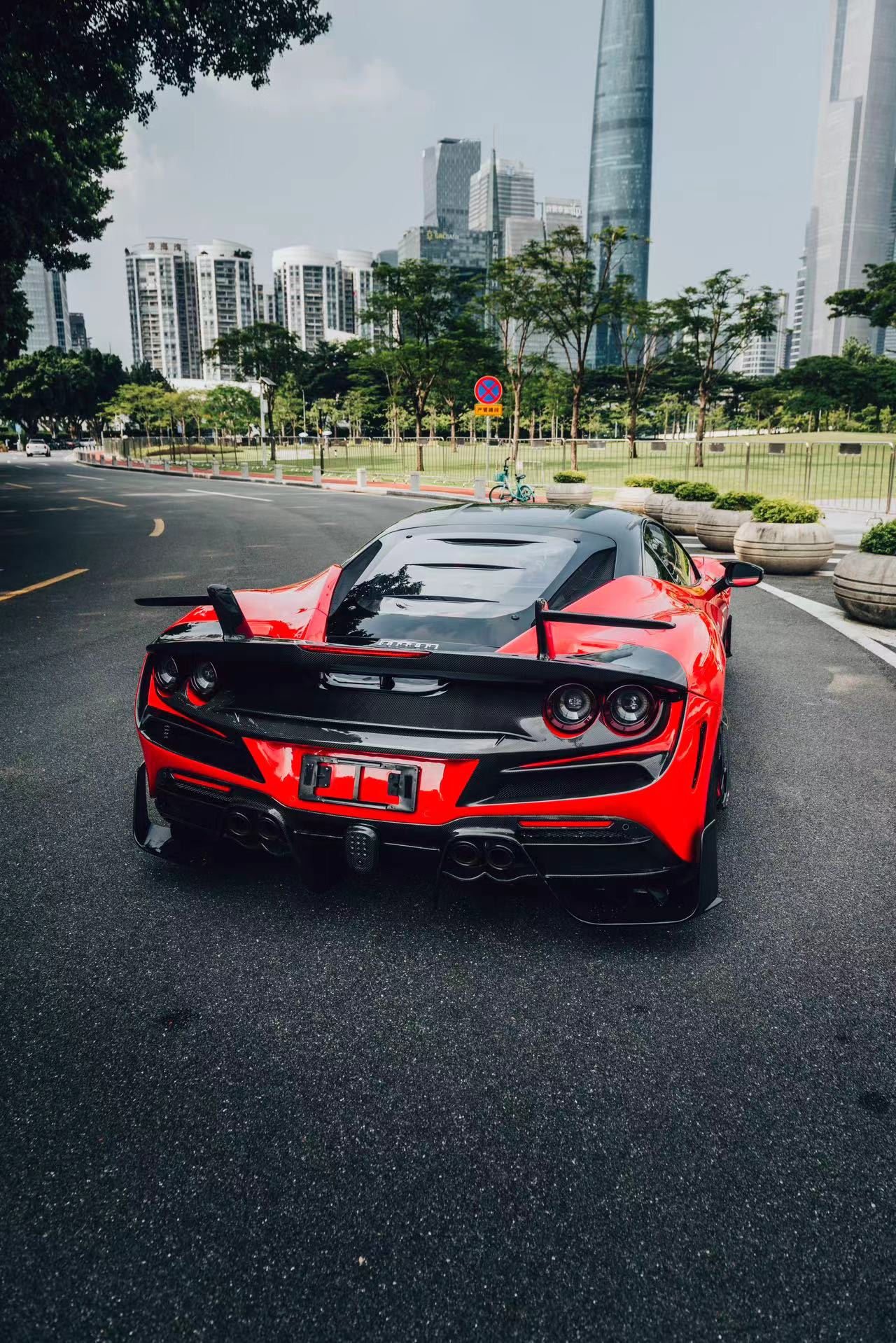Blue F8 Ferrari Body Kit F8 MSY Style Front Bumper Lip Body Kit Spoiler Side Skirts