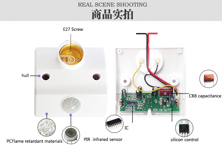 Smart Indoor E27 Lamp Holder Automatic Induction Random Time Delay Easy Install