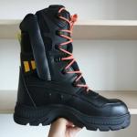Black Cowhide Leather Work Firefighter Safety Boots Rubber Sole Steel Toe
