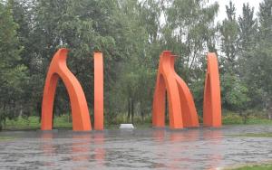 Quality Stainless steel landscape sculpture with painting,sequare landscape stainless sculpture wholesale