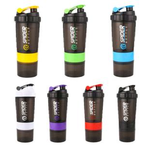 Quality Custom Logo 650ml Black Three Layers Fitness BPA Shaker Cup wholesale