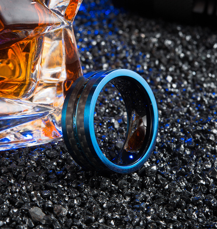 Waterproof Stainless Steel Ring Plated Blue No Fade Men's Simple Finger Rings